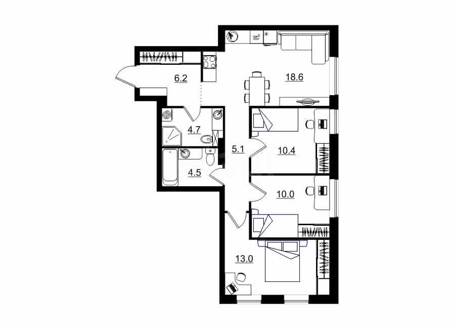 планировка квартиры 73 м2